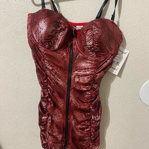 Dreamgirl Red Snakeskin Bustier